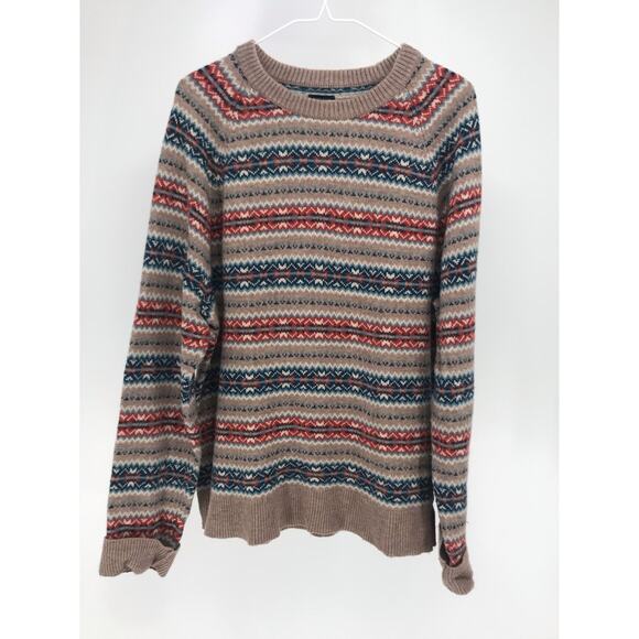 J. Crew Factory Women Tan Fair Isle Wool Blend Sweater Size XL - Picture 1 of 12